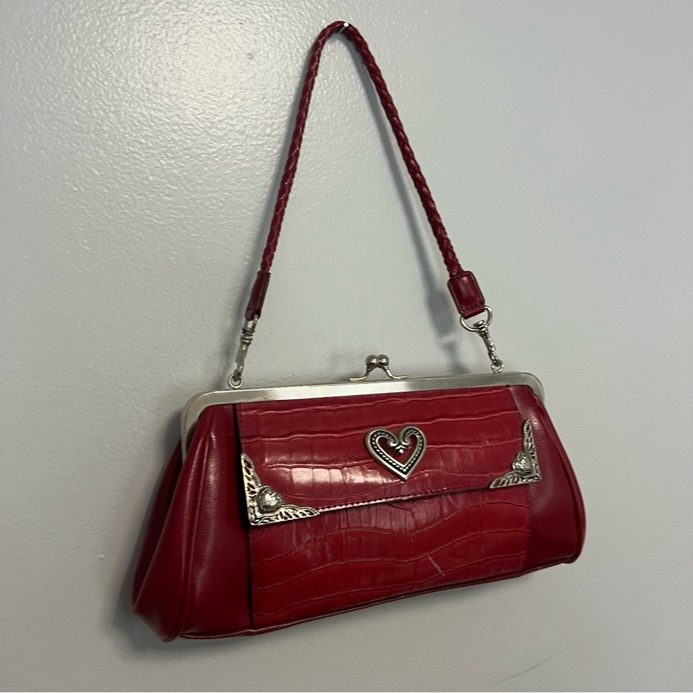 Vintage Brighton Red 90s Croc-Embossed Shoulder Bag Clutch